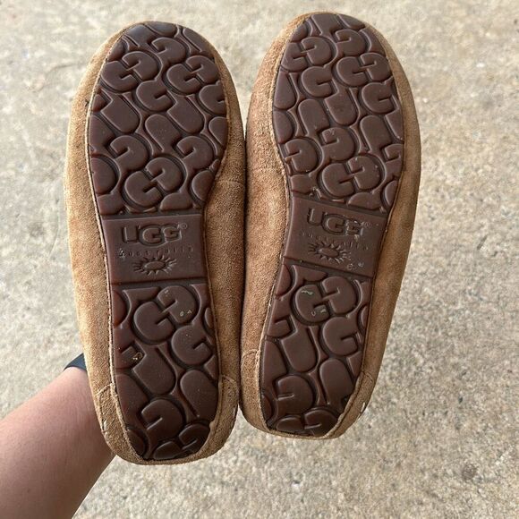 Ugg Ansley Chestnut Brown Suede Moccasin Slippers Women’s Sz 8 - Picture 8 of 11